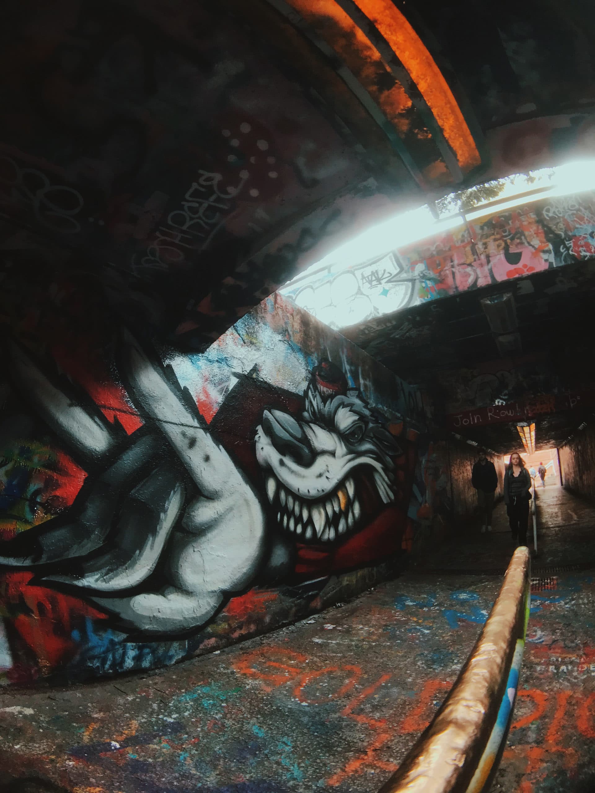 The inside of the free expression tunnel.