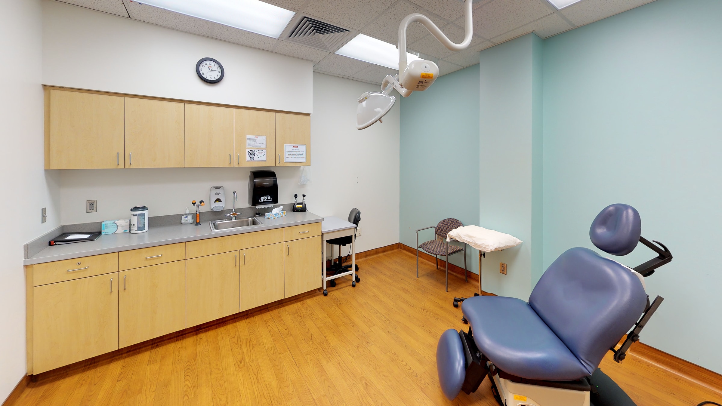 Inside one of the exam rooms within the Campus Health Center.